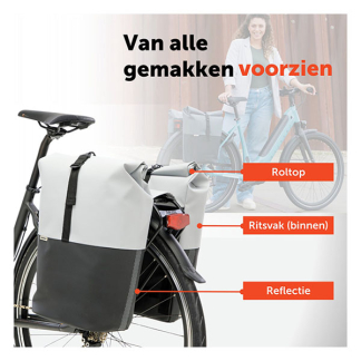 Newlooxs Fietstas dubbel | New Looxs | Nyborg | 34 liter (Lichtgrijs/zwart) RT1767 K170404746 - 8