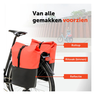 Newlooxs Fietstas dubbel | New Looxs | Nyborg | 34 liter (Rood/zwart) RT1766 K170404748 - 6