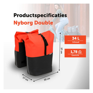 Newlooxs Fietstas dubbel | New Looxs | Nyborg | 34 liter (Rood/zwart) RT1766 K170404748 - 7