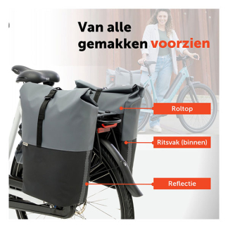 Newlooxs Fietstas dubbel | New Looxs | Nyborg MIK | 34 liter (Donkergrijs/zwart) RT1768 K170404752 - 6