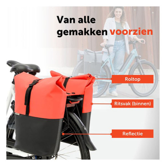 Newlooxs Fietstas dubbel | New Looxs | Nyborg MIK | 34 liter (Rood/zwart) RT1769 K170404754 - 6
