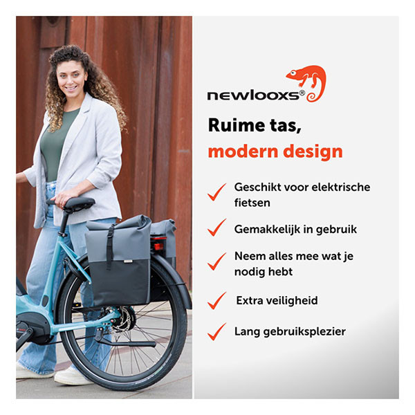 Newlooxs Fietstas enkel | New Looxs | Nyborg | 17 liter (Donkergrijs/zwart) RT1762 K170404749 - 5