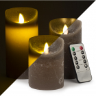 LED kaars | 3 stuks | PEHA (Bewegende vlam, Timer, Dimbaar, Afstandsbediening, Taupe) 1