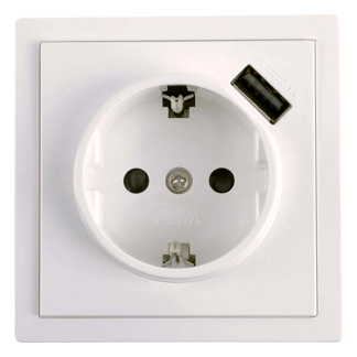 PEHA Stopcontact met USB | Peha | ST (Inbouw, Randaarde, Wit) 66.011.46 K180106614 - 2