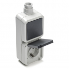 Stopcontact met schakelaar voor buiten | PEHA | M20 (Randaarde, Wissel, Verticaal, Grijs)