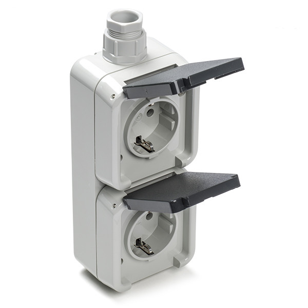 PEHA Stopcontact voor buiten | PEHA | M20 (Dubbel, Verticaal, Randaarde, Grijs) 6602850 K180106001 - 1