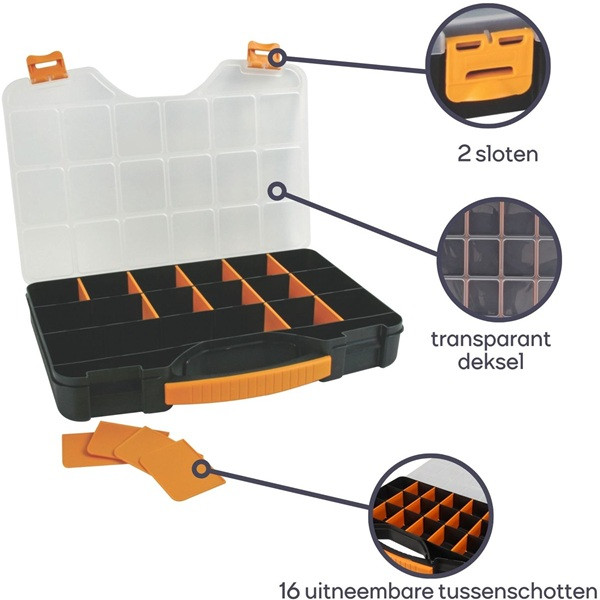 Perel Assortimentsdoos | Perel | 415 x 286 x 61 mm (20 vakjes, Zwart/Geel) OMR18 K100401011 - 2