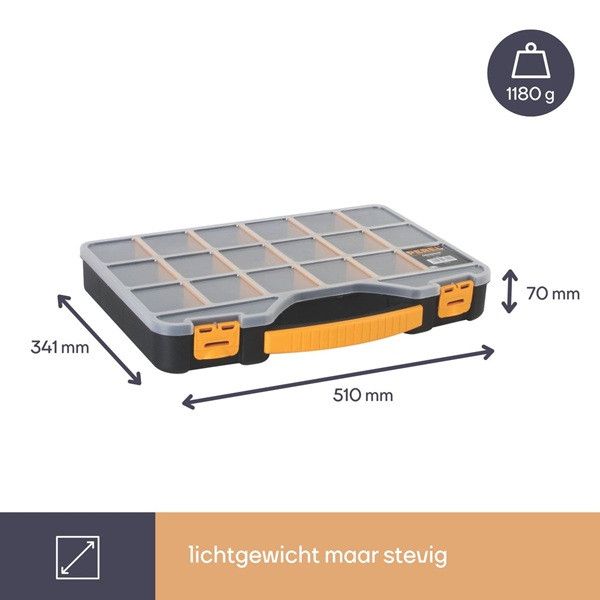 Perel Assortimentsdoos | Perel | 510 x 341 x 70 mm (20 vakjes, Zwart/Geel) OMR24 K100401012 - 1