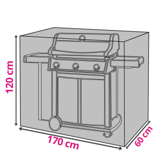 Perel BBQ hoes | Rechthoekig | 170 x 60 x 120 cm (Opvouwbaar, Zwart) BBCPOPXL K170103095 - 1