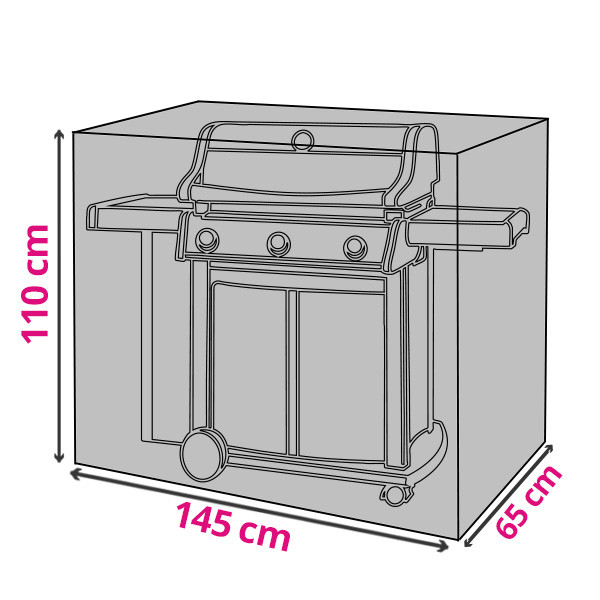 Perel BBQ hoes | Rechthoekig | Perel | 145 x 65 x 110 cm (PP, Grijs) BBCW145 K170103113 - 1