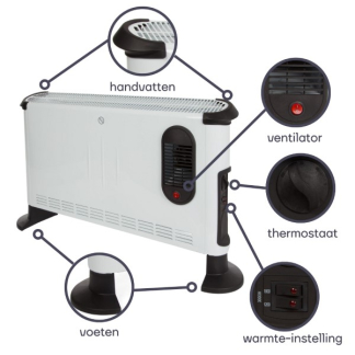 Perel Convectorkachel | Perel (3000W, Turbo, Ruimtes tot 35m²) CH0005 K170101127 - 2