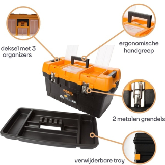 Perel Gereedschapskist | Perel | 56.4 x 31 x 31 cm (Afsluitbaar, Metalen sluiting, Kunststof) OM22M K100401019 - 3