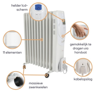 Perel Olieradiator | Perel (2500W, Ruimtes tot 30 m², LCD scherm) TC78011LCD K170101123 - 4