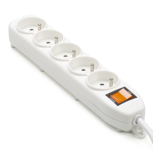 Perel Penaarde stekkerdoos 5-voudig | Perel | 1.5 meter (Overbelastingsbeveiliging, Schakelaar, Wit) EWS5W K120601084 - 1