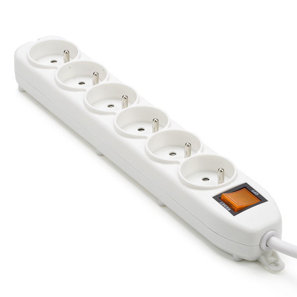 Perel Penaarde stekkerdoos 6-voudig | Perel | 1.5 meter (Overbelastingsbeveiliging, Schakelaar, Wit) EWS6W K120601085 - 1