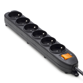 Perel Penaarde stekkerdoos 6-voudig | Perel | 1.5 meter (Overbelastingsbeveiliging, Schakelaar, Zwart) EWS6B K120601088 - 1