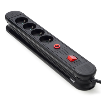 Perel Penaarde stekkerdoos met overspanningsbeveiliging | Perel | 1.5 meter (4-voudig) EBP04N K120601090