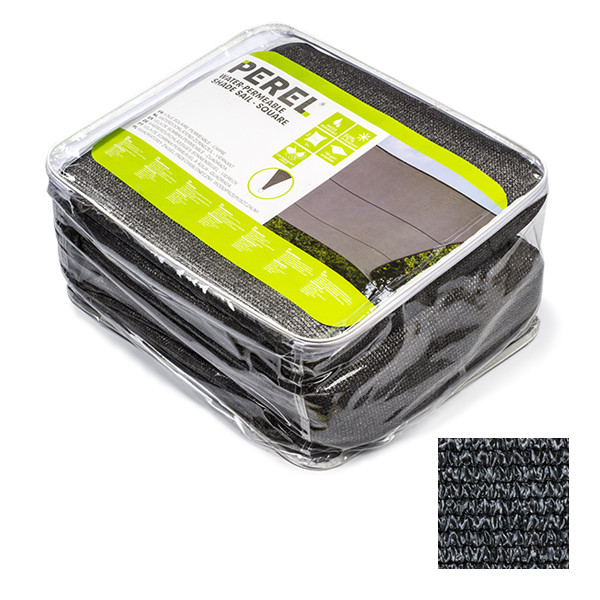 Perel Schaduwdoek | Perel (Vierkant, Waterdoorlatend, 5 x 5 meter, Antraciet) GSS4500PEC K170103082 - 2