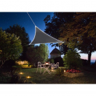 Schaduwdoek driehoek | Perel | 3.6 x 3.6 x 3.6 meter (Waterafstotend, Zonnepaneel, 107 LEDs, Antraciet)