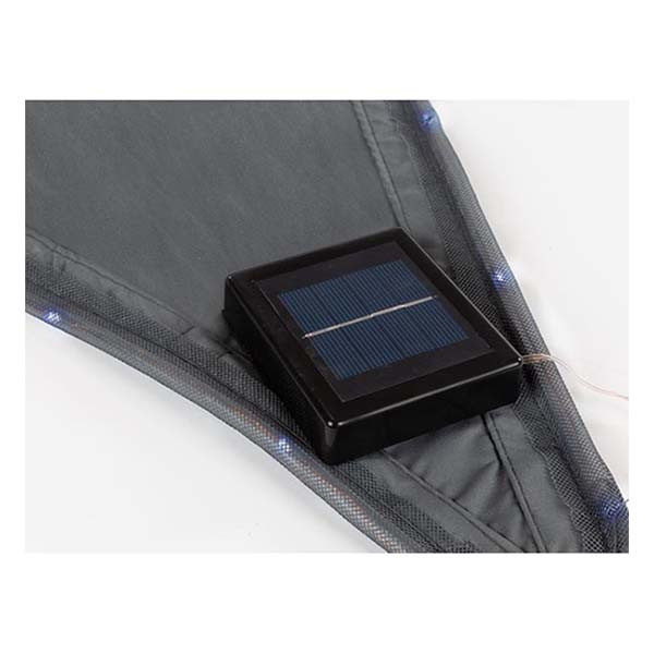 Perel Schaduwdoek driehoek | Perel | 3.6 x 3.6 x 3.6 meter (Waterafstotend, Zonnepaneel, 107 leds, Antraciet) GSST36MLEDSPA K170104794 - 3