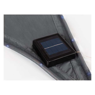 Perel Schaduwdoek driehoek | Perel | 3.6 x 3.6 x 3.6 meter (Waterafstotend, Zonnepaneel, 107 leds, Antraciet) GSST36MLEDSPA K170104794 - 3