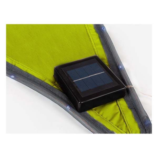 Perel Schaduwdoek driehoek | Perel | 3.6 x 3.6 x 3.6 meter (Waterafstotend, Zonnepaneel, 107 leds, Lime groen) GSST36MLEDSPGR K170104796 - 3