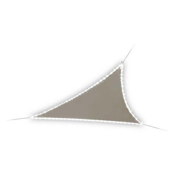 Perel Schaduwdoek driehoek | Perel | 3.6 x 3.6 x 3.6 meter (Waterafstotend, Zonnepaneel, 107 leds, Taupe) GSST36MLEDSP K170104795 - 1