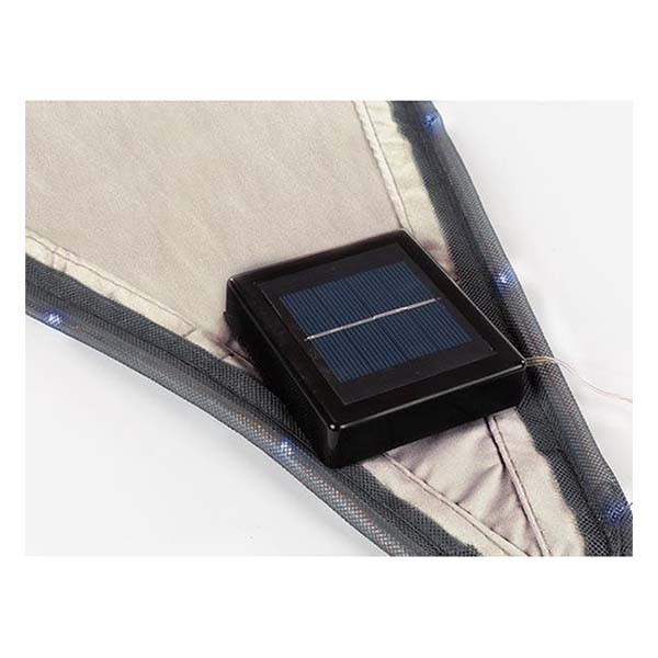 Perel Schaduwdoek driehoek | Perel | 3.6 x 3.6 x 3.6 meter (Waterafstotend, Zonnepaneel, 107 leds, Taupe) GSST36MLEDSP K170104795 - 2