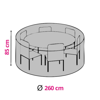 Perel Tuinsethoes | Rond | Ø 260 x 85 cm (PP, Grijs) OCGS200 K170102207 - 1