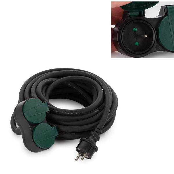 Perel Verlengsnoer | Perel | 20 meter (IP44, Penaarde, 2 contacten) EGEC25220 K180102101 - 1
