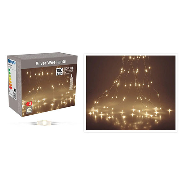 PerfectLED Cascadeverlichting zilverdraad | 10 Takken | PerfectLED (100 leds, Binnen/Buiten, Warm wit) AX5701500 K151002241 - 1