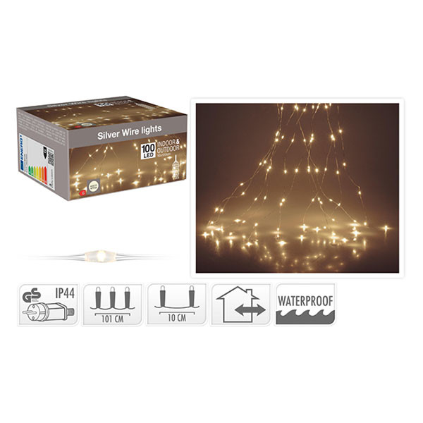 PerfectLED Cascadeverlichting zilverdraad | 10 Takken | PerfectLED (100 leds, Binnen/Buiten, Warm wit) AX5701500 K151002241 - 3