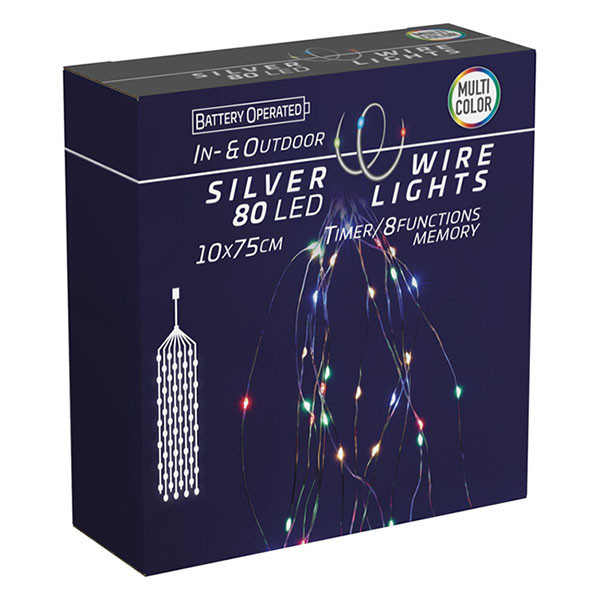 PerfectLED Cascadeverlichting zilverdraad | 10 Takken | PerfectLED (80 leds, Batterijen, Binnen/Buiten, Multicolor) AX9732610 K151002249 - 1