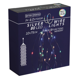 PerfectLED Cascadeverlichting zilverdraad | 10 Takken | PerfectLED (80 leds, Batterijen, Binnen/Buiten, Multicolor) AX9732610 K151002249