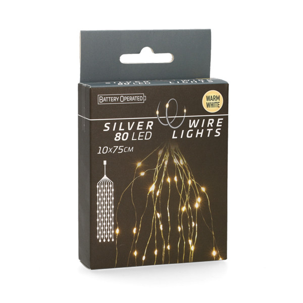 PerfectLED Cascadeverlichting zilverdraad | 10 Takken | PerfectLED (80 leds, Warm wit, batterijen, 75 cm) AX9731210 K151200213 - 7