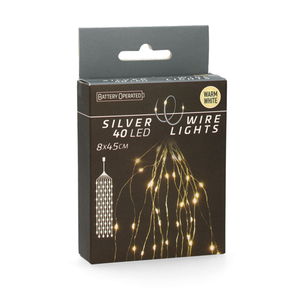 PerfectLED Cascadeverlichting zilverdraad | 8 Takken | PerfectLED | Multi Action (40 leds, Warm wit, batterijen, 45 cm) AX9731200 A151200212 - 7