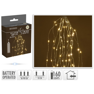 PerfectLED Cascadeverlichting zilverdraad | 8 Takken | PerfectLED (160 leds, Warm wit, batterijen, 190 cm) AX9731220 K151200214 - 4