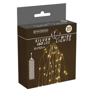 PerfectLED Cascadeverlichting zilverdraad | 8 Takken | PerfectLED (160 leds, Warm wit, batterijen, 190 cm) AX9731220 K151200214 - 5