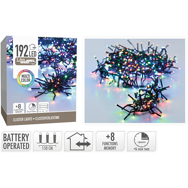 PerfectLED Clusterverlichting op batterijen | 1.9 meter | PerfectLED (192 leds, Gekleurd, Timer, Binnen/Buiten) AX8417620 AX9815020 K151200203 - 4