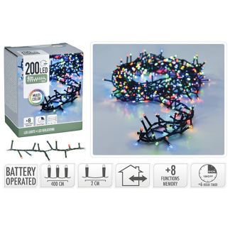 PerfectLED Compact kerstverlichting op batterijen | 4.5 meter | PerfectLED (200 leds, Gekleurd, Batterijen, Timer, Binnen/Buiten) AX8417720 K151200205 - 4