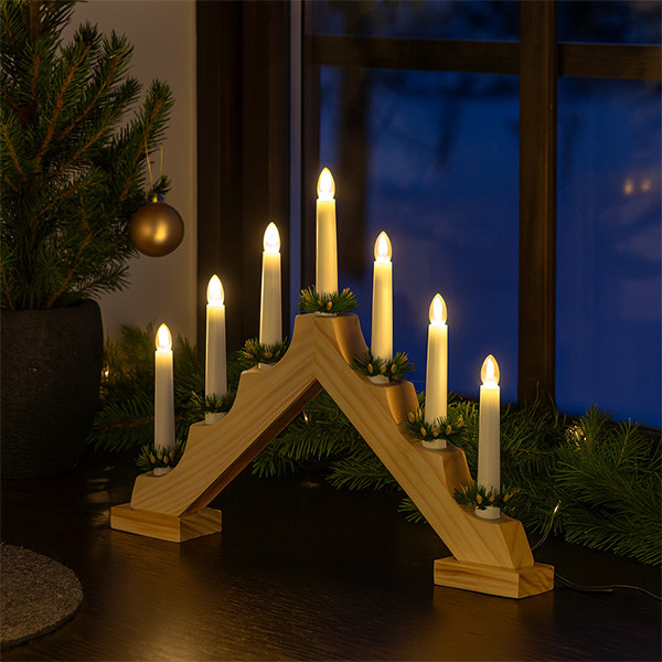 PerfectLED Kaarsenbrug | PerfectLED | 30 x 41 x 6 cm (7 leds, Elektrisch, Naturel, Hout) AX5390110 K150303798 - 2