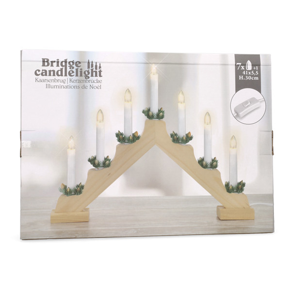 PerfectLED Kaarsenbrug | PerfectLED | 30 x 41 x 6 cm (7 leds, Elektrisch, Naturel, Hout) AX5390110 K150303798 - 4