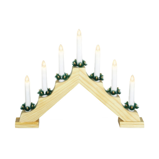 PerfectLED Kaarsenbrug | PerfectLED | 33 x 41 x 6 cm (7 leds, Batterijen, Timer, Naturel, Hout) AX8000180 K150303796