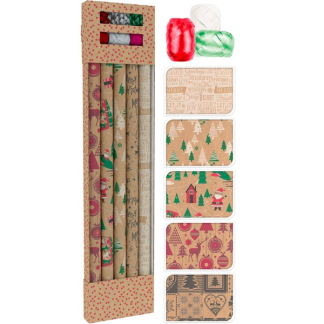 PerfectLED Kerst inpakpapier | 5 rollen (Lintjes, Strikken) PPN101740 K150302985 - 