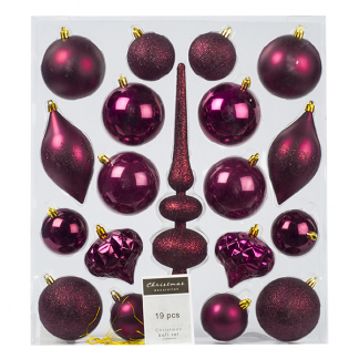 PerfectLED Kerstballen | 19 stuks (Piek, Bordeaux rood) CAN214930 K151000222 - 