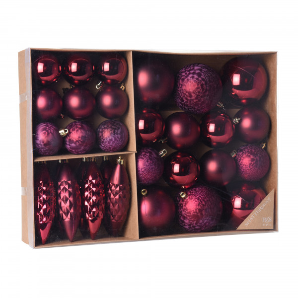 Kerstballen Action Complete set (31 stuks, Bordeaux rood) PerfectLED