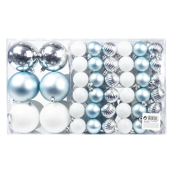 Kerstballen Action Complete set (94 stuks, Blauw, Wit, Zilver