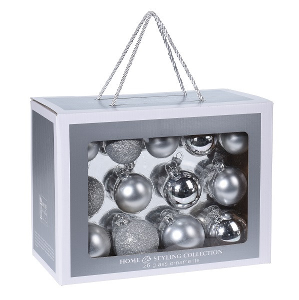 Wacht even gezond verstand Verhogen Kerstballen multi action | Complete set (26 stuks, Glas, Zilver) PerfectLED  Kabelshop.nl