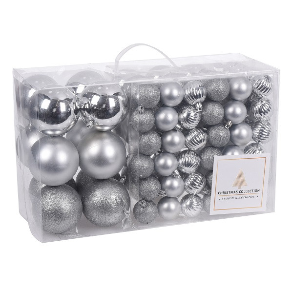 Kerstballen multi action Complete set (94 stuks, Zilver) PerfectLED Kabelshop.nl