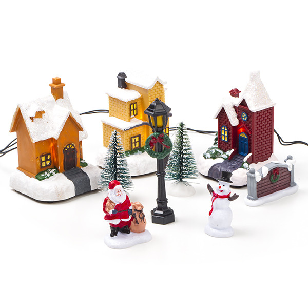 PerfectLED Kerstdorp accessoire | PerfectLED (Set van 10, Led, Batterijen, Klein kerstdorpje) ABG102010 K151000826 - 1